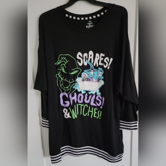 Disney Black Long Sleeve Sleep Shirt Colorful Graphics - Picture 1 of 7